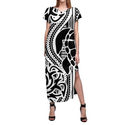 China Women's Maori Sea Turtles Printed Summer Casual Dress Anti-wrinkle Sheath Shorts Long Dress Casual Office Dress Wholesale for sale