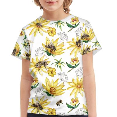 China Summer Boy Series Bee Pattern Printing Three-Dimensional Boy Classic Round Collar Cotton Nylon Fabric Pure Cotton Anti-pilling Match T PLUS for sale