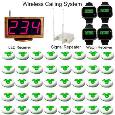 중국 Restaurant High Quality Wood Grain One Receiving Host Five Classic Wrist Watch Ten Silicone Buttons Guest Pager System For Service Place 판매용
