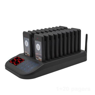 中国 Restaruant/Wireless Cafe Hotel/Restaurant Queue System Guest Paging Coaster Device For Fast Food Transmitter 1 Long Distance Transmitter And 20 Pagers 販売のため