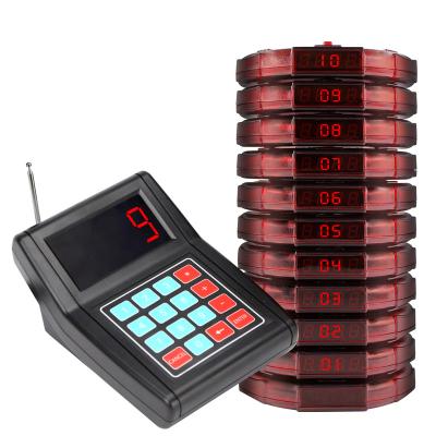 China High Quality Restaurant Radio Vibration Paging System Coaster Calls Table Pager for Restaurant Guests Waiter with 10 Pagers en venta