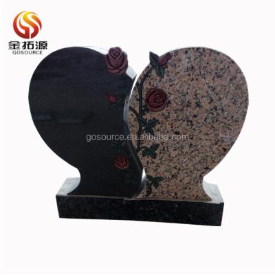 China EUROPEAN Heart Shaped Flower Carving Grave Stone Headstones for sale