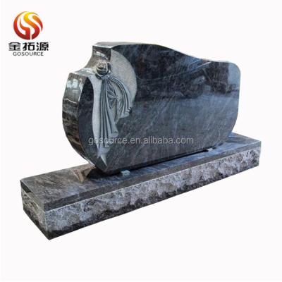 China Granite Serp Top Design Memorials Headstone Memorials Headstone Black Granite Color Headstone Classic American Design for sale