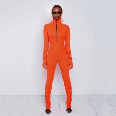 China 2021 Hot Sale In-stock Jumpsuit Women SWT081 QUICK DRY Zipper Long Front Long Sleeve Jumpsuit Skinny Pants With for sale