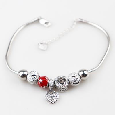 China Fashion trendy pulseira chinese plata 925 silver bracelet with charms beads bracelet silver pulseira for sale