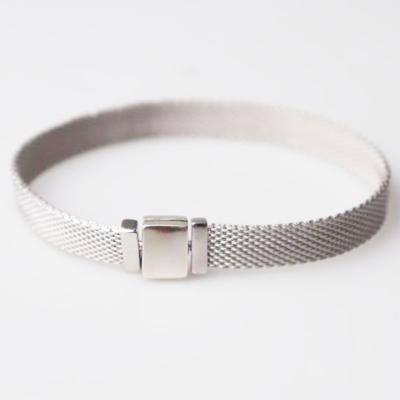 China FASHIONABLE Hot Selling Jewelry Beads Fit Custom Logo 925 Sterling Silver Bracelet Mesh Bracelet for sale