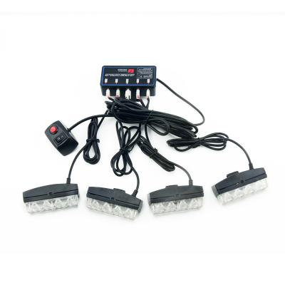 China 12V 4 Pcs One Set Strobe Lights Led Emergency Lights Strobe Led Work Trucks LED-331 3.5*1.5*1.1 Inch Car Grill Light for sale