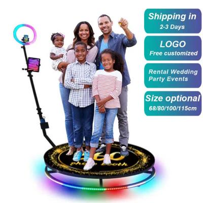 China Party Rotating Reveverse Rotation 115 CM 360 Auto Photo Booth 2022 Led Background With Power Source for sale