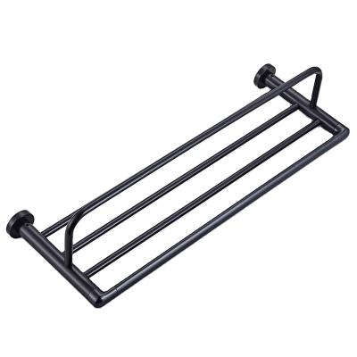 China Modern Bathroom Accessories New Arrival Stainless Steel Wall Mounted Black Tetrapole Towel Racks for sale