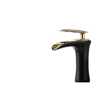 China High End Single Lever Metal Copper Deck Mounted Mixer Tap Basin Sink Faucet Metered Gold And Black Faucets for sale