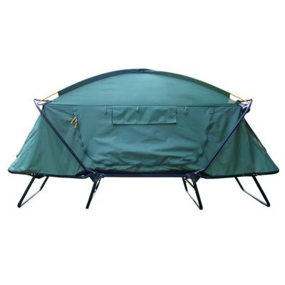 China Diagonal Tying Type Warm Oxford Outdoor Thickened Fabric Off Ground Tent Double Deck Outdoor Double Camping Fishing Tent for sale