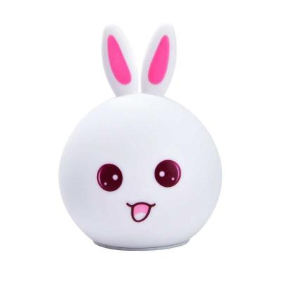 China Modern Kids Night Light Rabbit LED Night Light Baby Sleep Bedside Lamp USB Silicone Tap Control Touch Sensor Light for sale