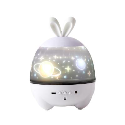 China Creative Bluetooth Smart Starry Music Rabbit Lamp Projection Sky Mid Century Home Atmosphere Night Light Rotating Remote Control Small Gift Cu for sale