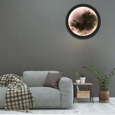 China Custom Made Modern Moon Lamp Hotel Bathroom Mirror Decoration Living Room LED Light Floating Makeup Mirror for sale