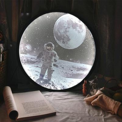 China Modern Round Moonlight Wall Decoration Bedside Lamp Gift Home Bathroom Bedroom Home Room Decoration Makeup Mirror for sale