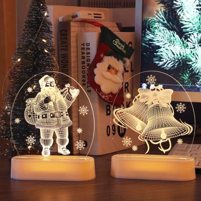 China Modern Wholesale Custom Decorative Christmas Lights For Holiday Room Decoration Star Gift USB LED 3D Santa Night Lights for sale