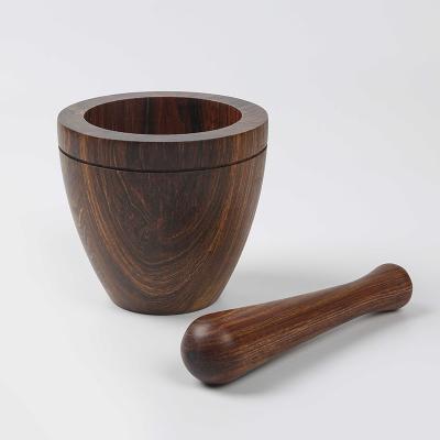 China Accept All Kinds of Chinese Medicine Manual Crusher Tamper Wood Customization Garlic Press Tamper Bowl Hot Selling Wooden Mortar for sale