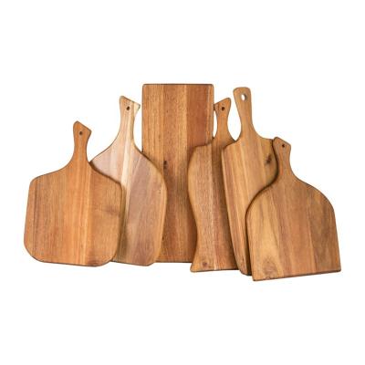 China 2022 Customs Logo Viable Cutting Blocks Wood Cutting Board With Handle Acacia Walnut Wood Chopper Set For Engraving for sale