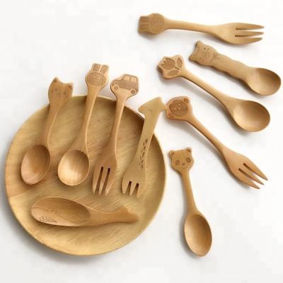 China Disposable Cartoon Animal Wooden Spoons for sale