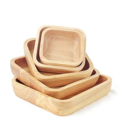 China Factory Import China Disposable Chinese Goods Adjust Household Japanese Creative Large Solid Dessert Tableware Wooden Fruit Salad Bowl for sale