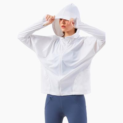 China New QUICK DRY Nylon Zipper Hooded Fitness Clothing Yoga Training Casual Loose Running Clothes for sale