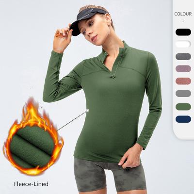 China QUICK DRY Fitness Yoga Sports Long Sleeves Top Running Fleece Lined Sportswear for sale