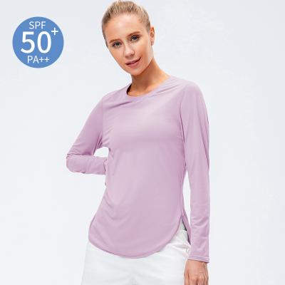 China Wholesale QUICK DRY loose sports long sleeves for women workout block UV casual loose breathable clothing plus size for sale