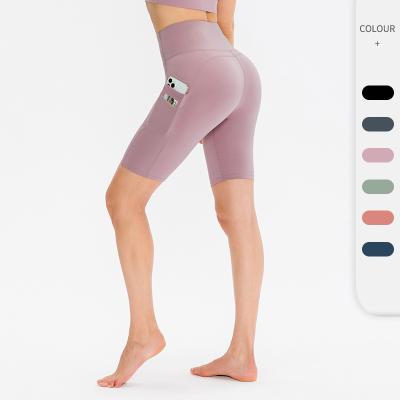 China Women Sports Breathable Popular Fitness Yoga Shorts For Women Quick Dry High Waist Tight 5 Point Shorts for sale