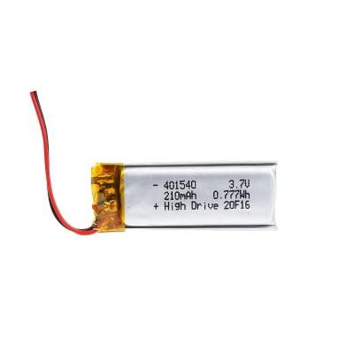 China Portable toys Highdrive 401540 3.7v 210mAh lithium polymer battery 401540 lipo battery for sale