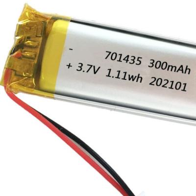 China Portable toys Highdrive 701435 3.7v 300mAh lithium polymer battery 3.7V 300mAh lipo battery for sale