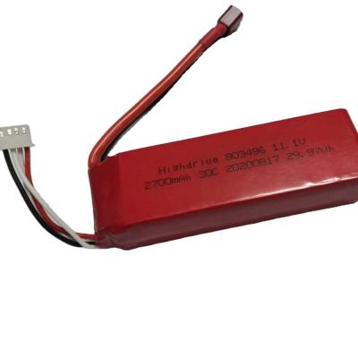 China FT012 Highdrive Battery 803496 FT012 11.1v 3S 2800mAh 30C Tuning Akku Boot T-Plug Feilun ft009 Battery Li-PO Lipo RC Battery for sale