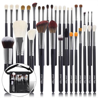 China Angular Blush 10/15/20/33 Makeup Brushes Luxurious Premium Black Animal Hair Eyeshadow Brush Factory Logo Makeup Brush Customized Professional for sale