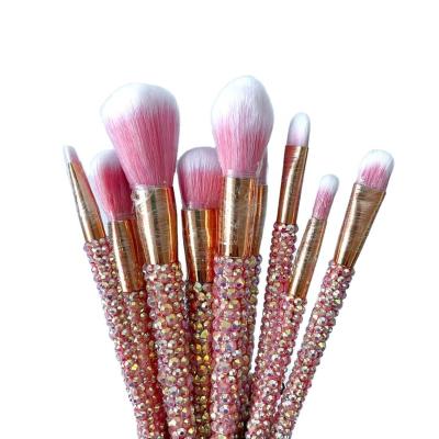 China Angular Blush Ins Pop Cute Bling Crystal Handle Diamond Makeup Brushes 12pcs Glitter Makeup Brush Set for sale