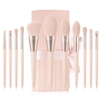 China Angular Blush Professional Makeup Brush Set 11pcs Cosmetic Brush Foundation Pink Blush Concealer Eyeshadow Eyebrow Highlight Make Up Brush for sale