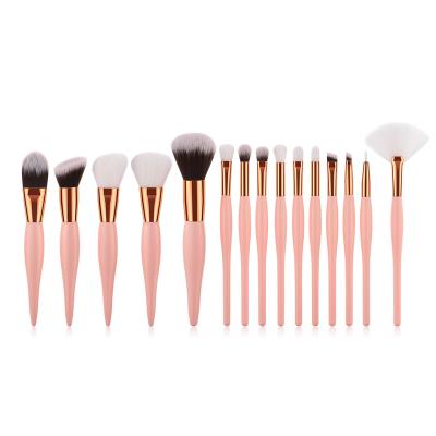 China Angular Blush 15 Pieces Luxury Professional Makeup Brush Set Pink Rose Gold Cruelty Free Vegan Make Up Brushes for sale