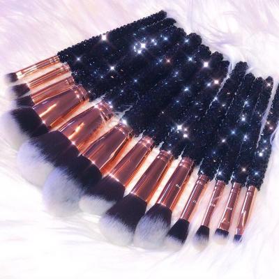 China Angular Blush Bling Rose Gold Glitter Handle 12pcs Diamond Core Set Brush Crystal Makeup Brushes for sale