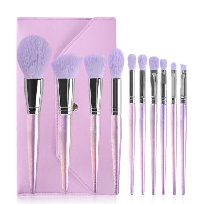 China Angular Blush Private Label Bling Makeup Brush Glitter Purple Crystal Handle Makeup Brush Cosmetic Makeup Brush Set for sale