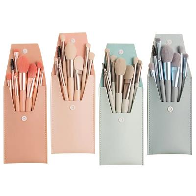 China Angular Blush Logo Custom Plastic Handle Portable 8pcs Nylon Hair Makeup Brushes High Quality Make Up Tools Kit Makeup Brush Set for sale