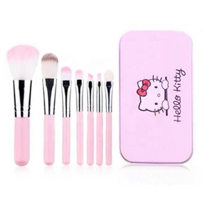 China Angular Blush Wholesale Cute Pink 7 Pcs Makeup Brushes Custom Logo Makeup Brush Set With Box maquillaje for sale