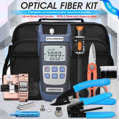 China FTTH FTTH Fiber Optic Tool Kit With Fault 10mW Visual Fiber Fibra Optica Power Meter Gold FTTH Tool AUA-X2 Rose Locator for sale