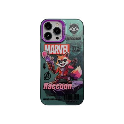 China Shockproof Cartoon Rocket Raccoon PC Phone Case for iPhone 15/14/13/12/11 Promax Frosted Non slip Phone Case for sale