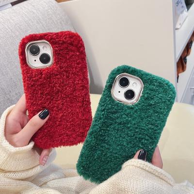 China Shockproof Hot selling fashion trend  Plush phone case suitable for iPhone15series advanced sense for sale