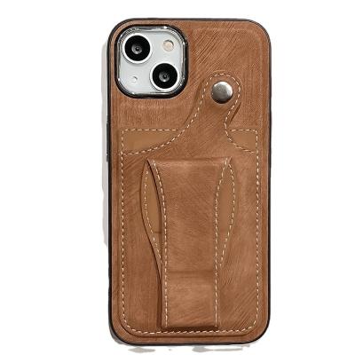 China Shockproof Leather bracket with card insert creative back cover for iPhone 15, 14, 13, 12, 11 promax anti drop XR leather case 78P for sale