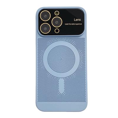 China Shockproof Large window missing label PC magnetic heat dissipation phone case suitable for iPhone 14/13/12/11 promax with lens film for sale