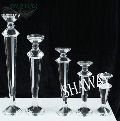 China Weddings Crystal Glass Pillar Candle Holder Set for Wedding Table Centerpiece for sale