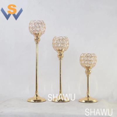 China Europe styple gold crystal votive candle holder for wedding candelabras for sale