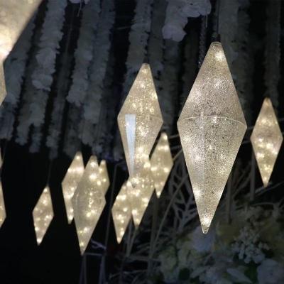 China Event Party Supplies Ceiling89 Modern Geometric Blue Yellow Diamond Shape Light Sets To Wedding Decorative Ceiling Stage Hanging Lights for sale