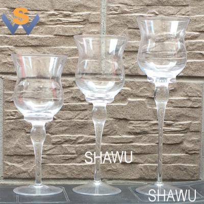 China Europe styple decorative clear glass candle holder for wedding centerpiece for sale