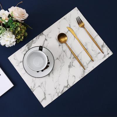 China New Design SWMT108 PVC Vinyl Round Place Mat Marble Printed Rectangular Shape Hotel Table Coasters Viable Marble Place Mat for sale