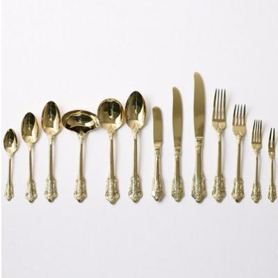 China Sustainable Banquet Stainless Steel Dinnerware Knife Fork And Spoon Luxury Cutlery Set To Wedding Royal Court for sale